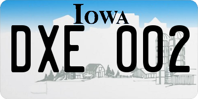 IA license plate DXE002