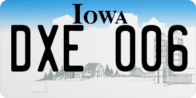 IA license plate DXE006