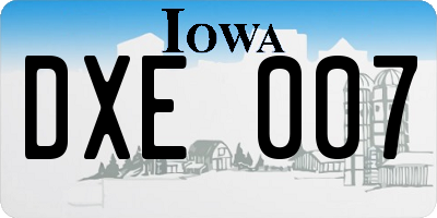 IA license plate DXE007
