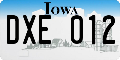 IA license plate DXE012