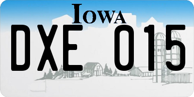 IA license plate DXE015