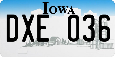 IA license plate DXE036