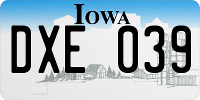 IA license plate DXE039