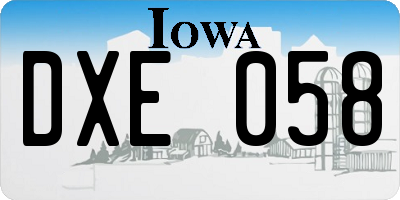 IA license plate DXE058
