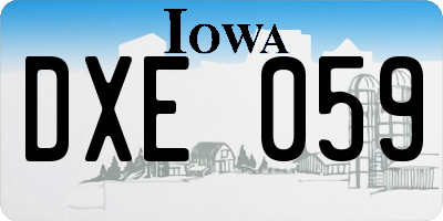 IA license plate DXE059