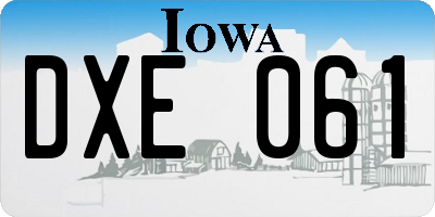 IA license plate DXE061