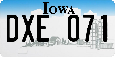 IA license plate DXE071