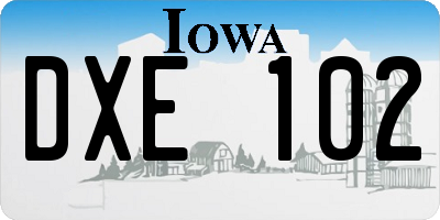 IA license plate DXE102
