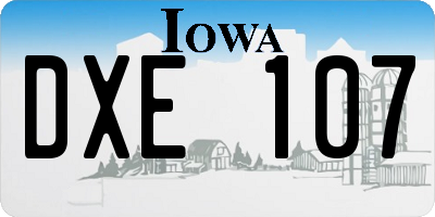 IA license plate DXE107
