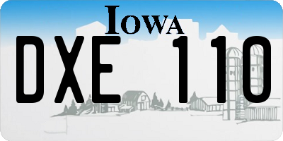 IA license plate DXE110