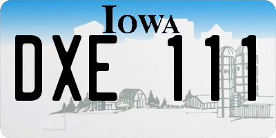IA license plate DXE111