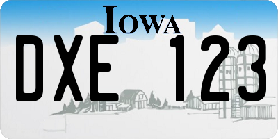 IA license plate DXE123