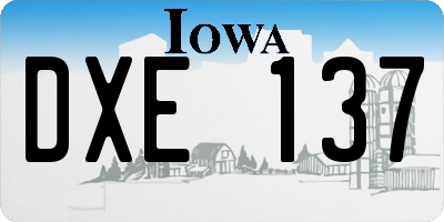 IA license plate DXE137