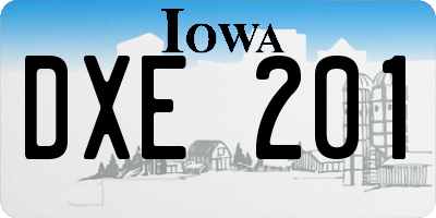 IA license plate DXE201