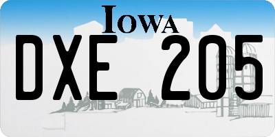 IA license plate DXE205