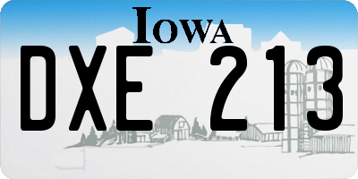 IA license plate DXE213