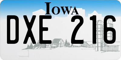 IA license plate DXE216