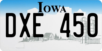 IA license plate DXE450