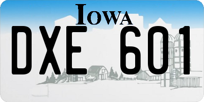 IA license plate DXE601