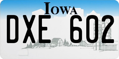 IA license plate DXE602
