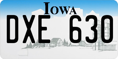 IA license plate DXE630