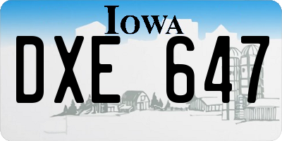 IA license plate DXE647