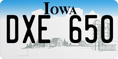 IA license plate DXE650
