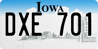 IA license plate DXE701