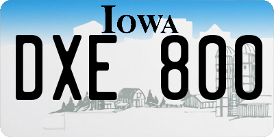 IA license plate DXE800