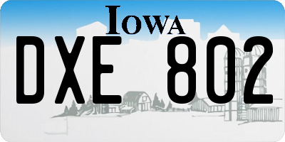 IA license plate DXE802