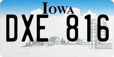 IA license plate DXE816