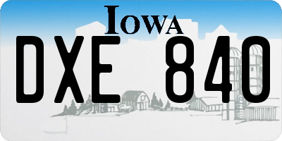 IA license plate DXE840