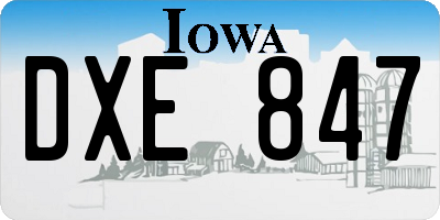 IA license plate DXE847