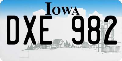 IA license plate DXE982
