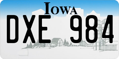 IA license plate DXE984