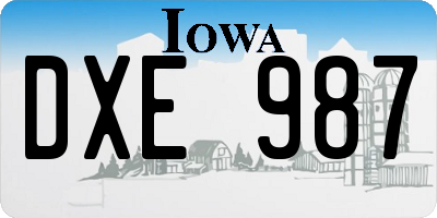 IA license plate DXE987
