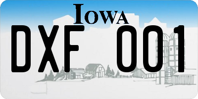 IA license plate DXF001
