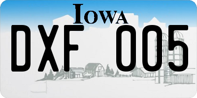 IA license plate DXF005