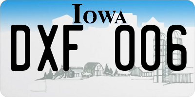 IA license plate DXF006
