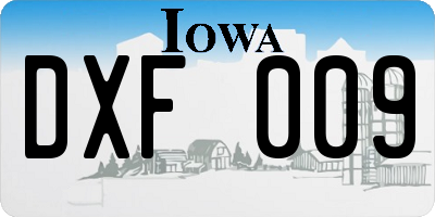 IA license plate DXF009