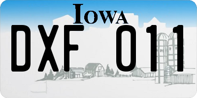IA license plate DXF011