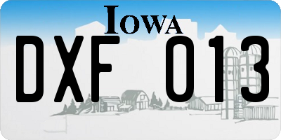 IA license plate DXF013