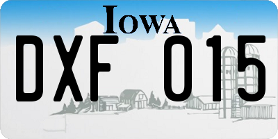 IA license plate DXF015