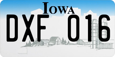 IA license plate DXF016