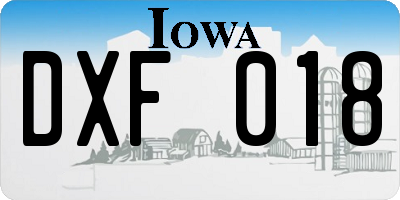IA license plate DXF018