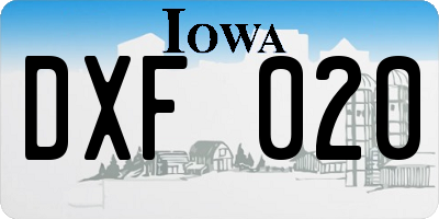 IA license plate DXF020