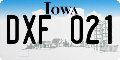 IA license plate DXF021