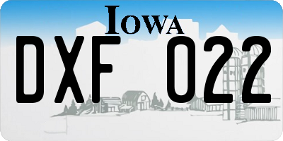 IA license plate DXF022
