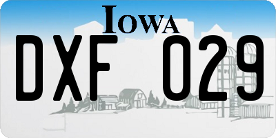 IA license plate DXF029