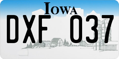 IA license plate DXF037